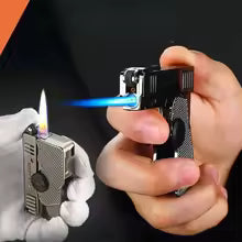 Windproof Gyroscope Variant Dual Flame Lighter, Metal Fashionable Folding Gun Dual-use Inflatable Lighter, Trendy Men's Gift