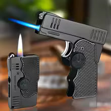Windproof Gyroscope Variant Dual Flame Lighter, Metal Fashionable Folding Gun Dual-use Inflatable Lighter, Trendy Men's Gift